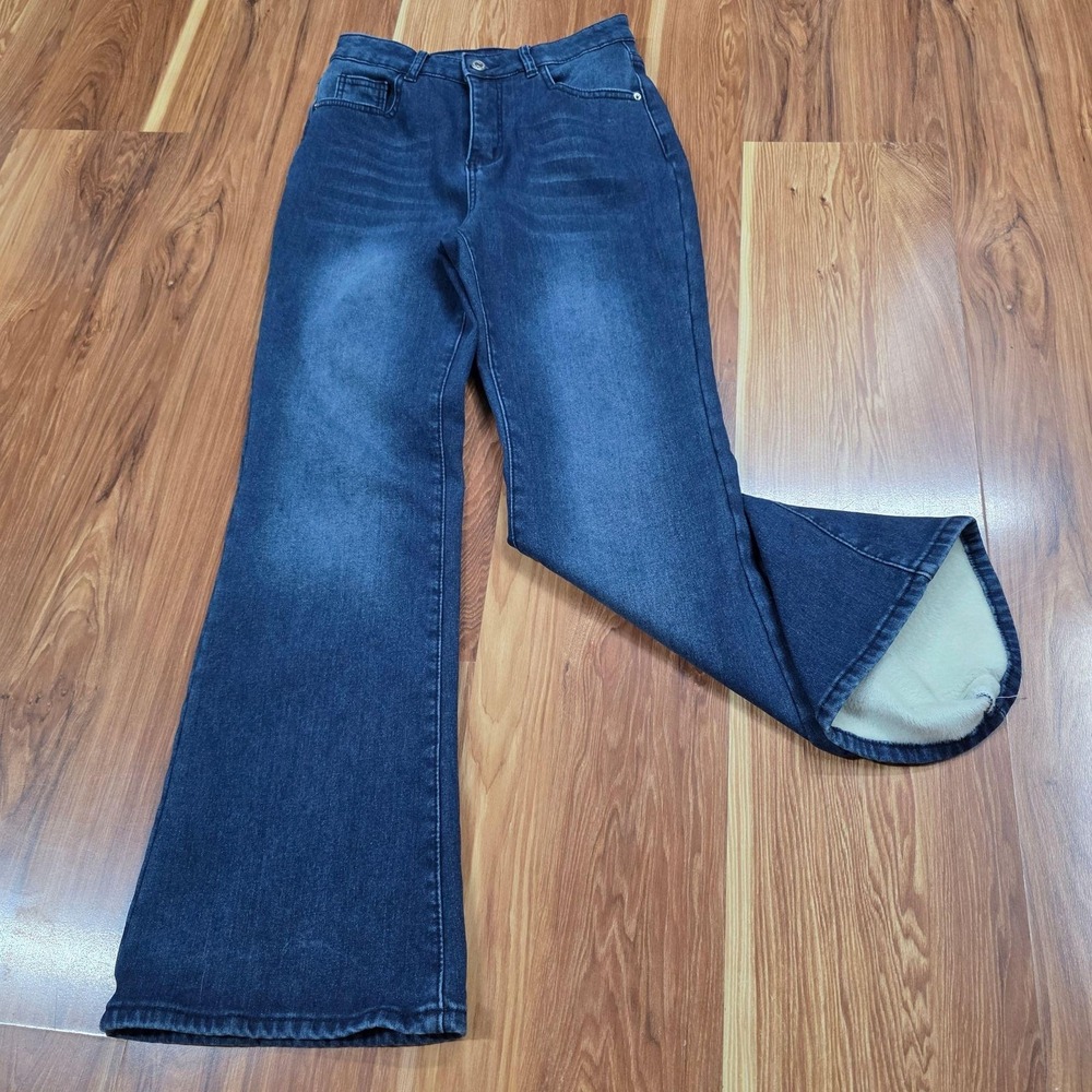 Tokyo Milano Flare Jeans Womens 26x29 Blue High Rise Fleece Lined Stretch Denim